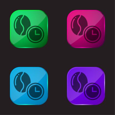 Bean four color glass button icon clipart