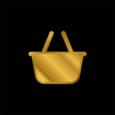 Basket gold plated metalic icon or logo vector clipart