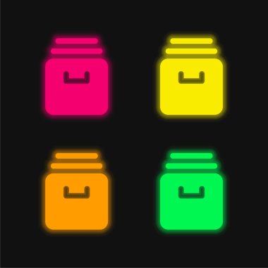 Parlayan dört renk neon vektör simgesini arşivle