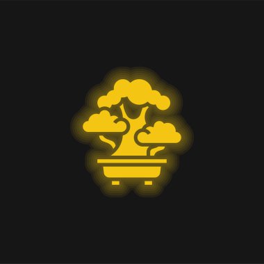 Bonsai sarı parlak neon ikonu