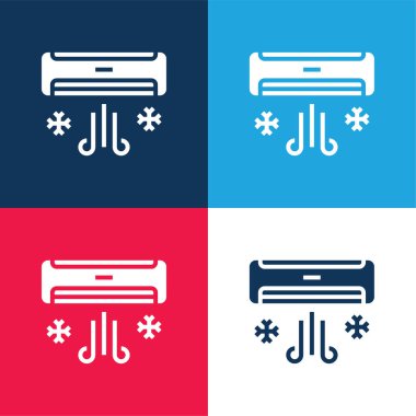 Air Conditioner blue and red four color minimal icon set clipart