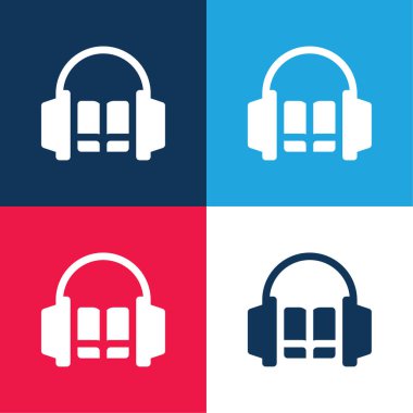 Audiobook mavi ve kırmızı dört renk minimal simgesi