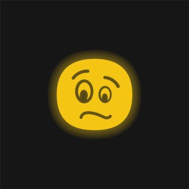 Agitated Face yellow glowing neon icon clipart