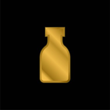 Şişe altın kaplama metalik simge veya logo vektörü