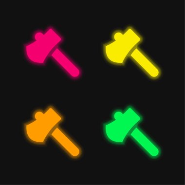 Axe dört renk parlayan neon vektör simgesi