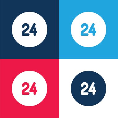 24 Saat mavi ve kırmızı dört renk en az simge kümesi