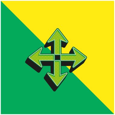 Arrow Spread Symbol Green and yellow modern 3d vector icon logo clipart