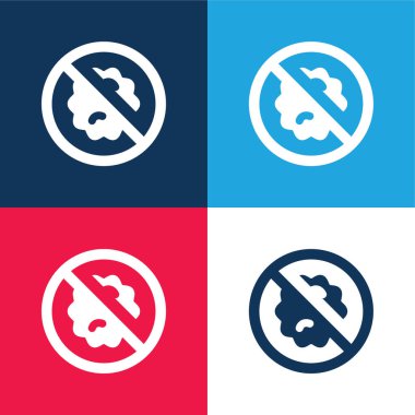 Yasaklanmış mavi ve kırmızı dört renk minimal simge kümesi