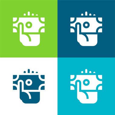 Banknote Düz 4 renk minimal simgesi seti