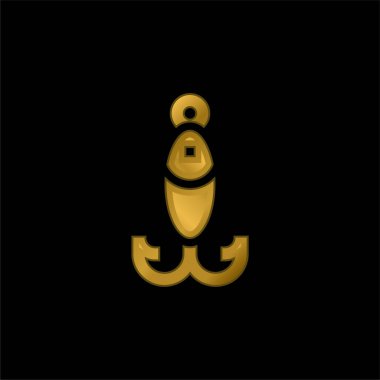 Altın kaplama metalik simge veya logo vektörü