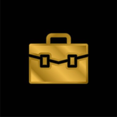 Evrak çantası altın kaplama metalik simge veya logo vektörü