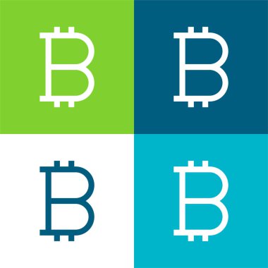 Bitcoin İşareti Düz 4 renk minimal simgesi seti