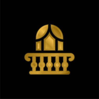 Balkon altın kaplama metalik simge veya logo vektörü