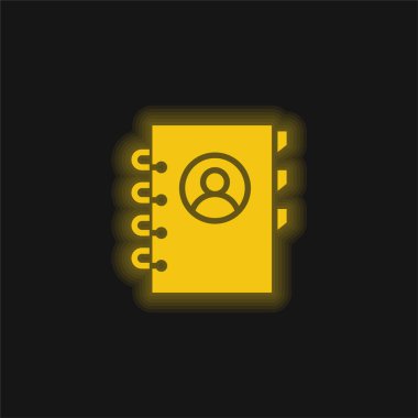 Addressbook yellow glowing neon icon clipart