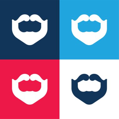 Sakal mavi ve kırmızı dört renk minimal simge kümesi