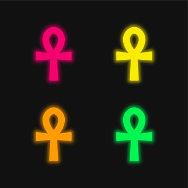 Ankh four color glowing neon vector icon clipart