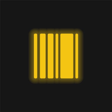 Barkod Kare Değişkeni sarı parlak neon simgesi