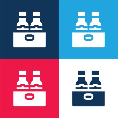 Bira kutusu mavi ve kırmızı dört renk en küçük simge seti