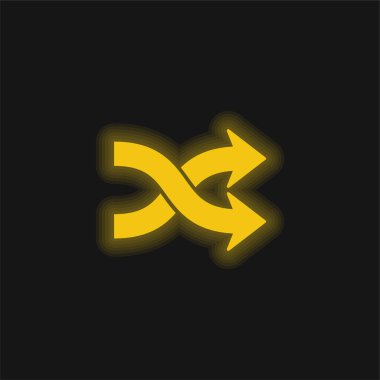 Arrow Shuffle yellow glowing neon icon clipart