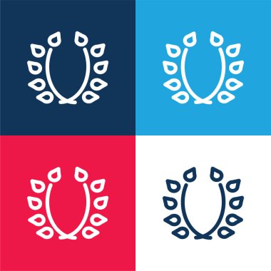 Yaprak Süslemeli Dallar Mavi ve Kırmızı Minimum Renk Simgesi