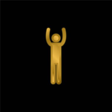 Silüet altın kaplama metalik simge veya logo vektörünü kollar