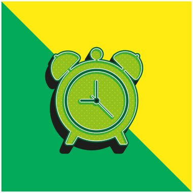 Alarm Clock Green and yellow modern 3d vector icon logo clipart