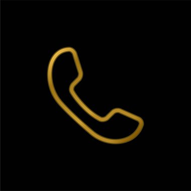 Telefon altın kaplama metalik simge veya logo vektörünün Auricular 'ı