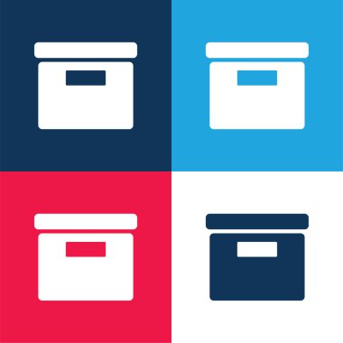 Yan Görünümden Kutu Mavi ve Kırmızı Minimum Renk Simgesi