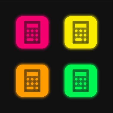 Apple dört renk parlayan neon vektör simgesi