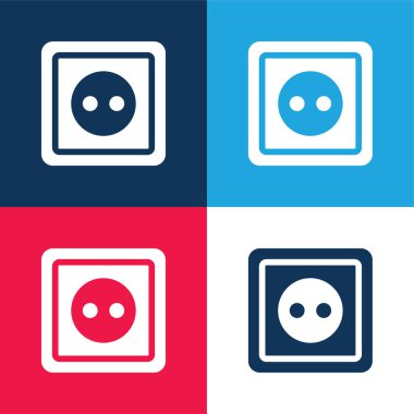 Big Socket blue and red four color minimal icon set clipart