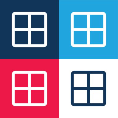 Mavi ve kırmızı dört renk minimal simge kümesi