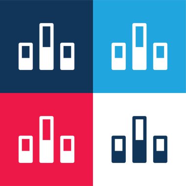 Çizelge mavi ve kırmızı dört renk minimal simge kümesi