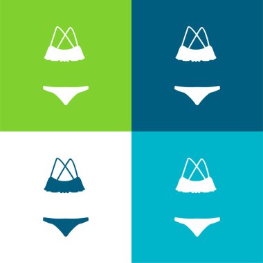 Bikini Şekil Düz 4 renk simgesi seti
