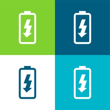 Battery Charge Flat four color minimal icon set clipart