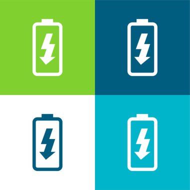 Battery Charge Flat four color minimal icon set clipart