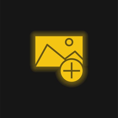 Add yellow glowing neon icon clipart