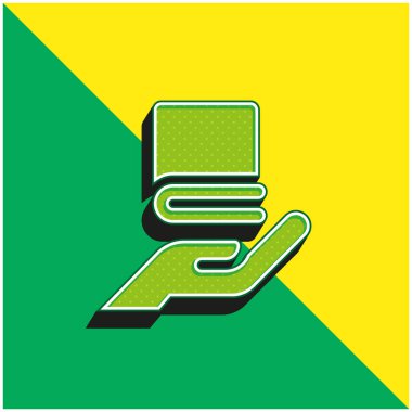 Kitap Yeşil ve Sarı Modern 3D vektör simgesi logosu