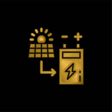 Pil altın kaplamalı metalik simge veya logo vektörü