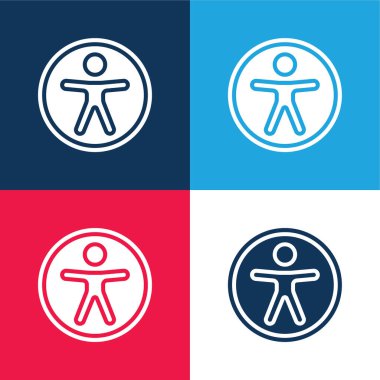 Erişilebilirlik mavisi ve kırmızı dört renk minimal simgesi seti