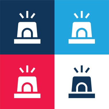 Alarm blue and red four color minimal icon set clipart