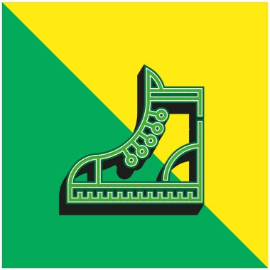 Çizme Yeşil ve Sarı Modern 3D vektör simgesi logosu