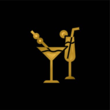Beverage gold plated metalic icon or logo vector clipart