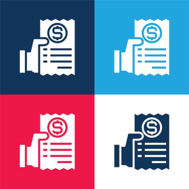 Bill mavi ve kırmızı dört renk minimal simge kümesi