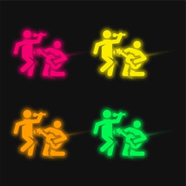 Dördüncü grup parlayan neon vektör simgesi