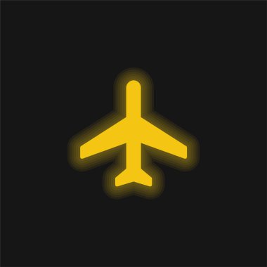 Uçak Modu sarı parlayan neon simgesi