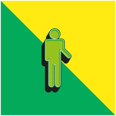 Basit Siluet Yeşil ve Sarı 3D vektör simgesi