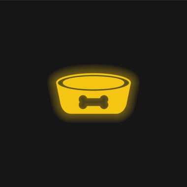 Bowl yellow glowing neon icon clipart