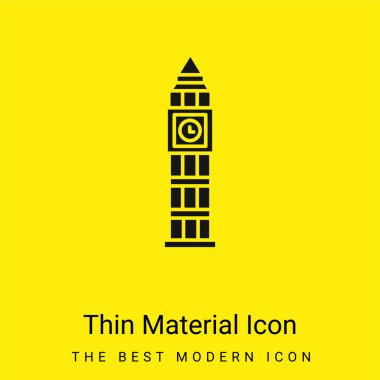 Big Ben minimal bright yellow material icon clipart