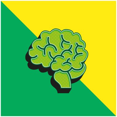 Beyin Yeşili ve Sarı Modern 3D vektör simgesi logosu