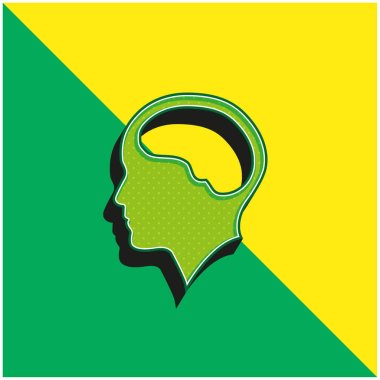 Brain Inside Human Head Green and yellow modern 3d vector icon logo clipart